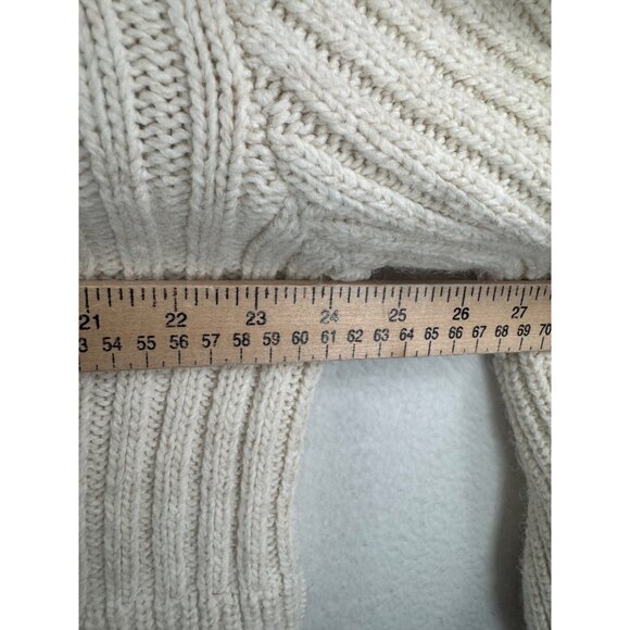 Mango bell sleeves chunky cable knit turtle neck oversized sweater cream sz M - Picture 6 of 7